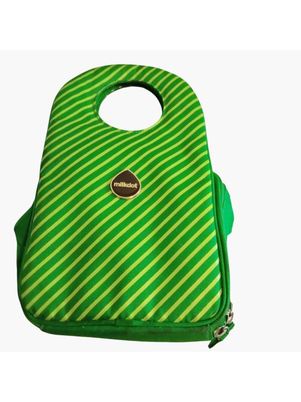 Milkdot Lunch Bag Insulated Green Stripe Handle School Work